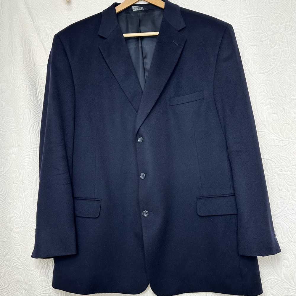 Jos. A. Bank Cashmere 52L VTG Mitchell 3 Button Classic Navy Men's Blazer